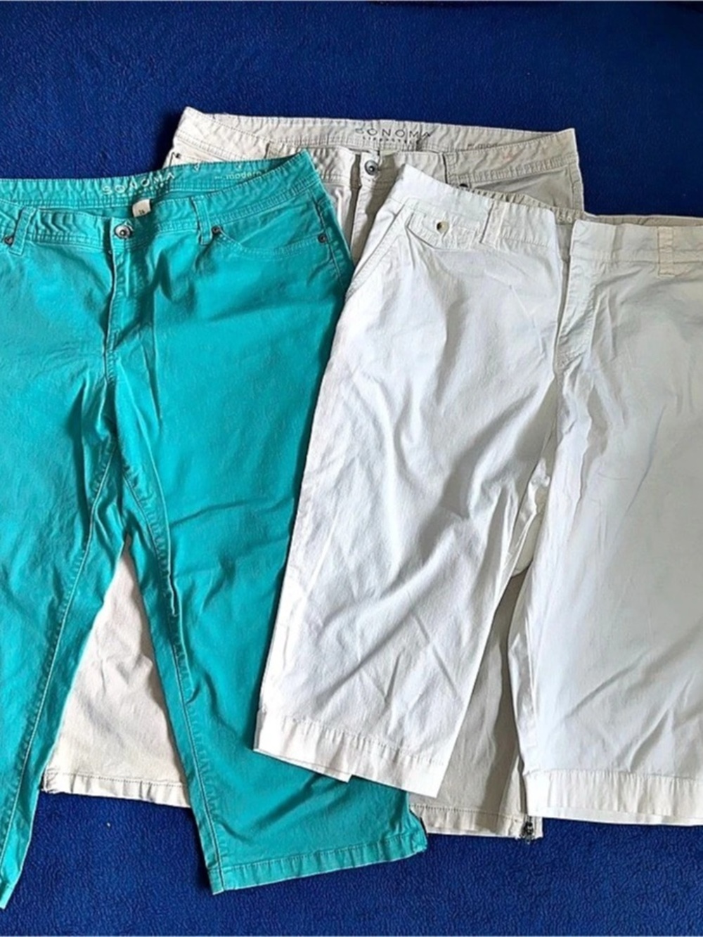 Womens Sonoma Capri Pants Size 16 Lot of 3 Bundle White Khaki Teal